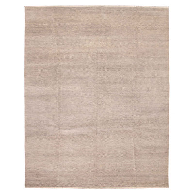 Tapis gris ombre en soie noué à la main unique 11 pi 8 po x 15 pi 0 po