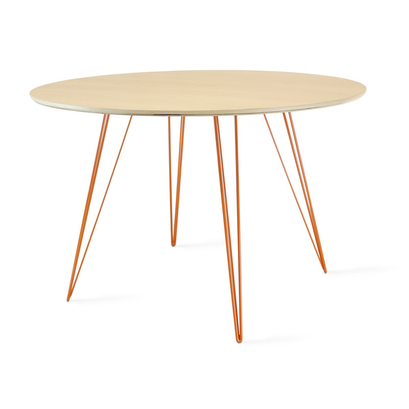 Williams Oval Metal Base Dining Table, Orange, 30" H x 54" L x 46" W, Natural