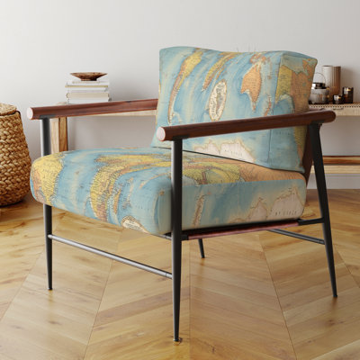 Fauteuil d'appoint en velours Vintage World Map I