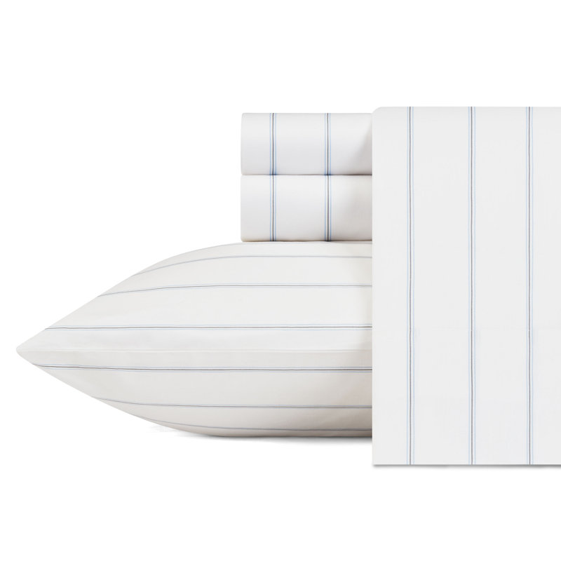 Ensemble de draps en percale de coton 200 fils Bradford, Ensemble de draps pour lit double avec 2 taies d'o, Île Skippers