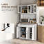 Grande cuisine 71 po avec 5 portes, 2 tiroirs, tablettes réglables, support pour micro-ondes, blanc pour le salon, garde-manger