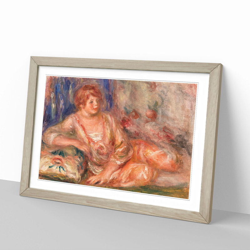 Andree in Pink by Pierre-Auguste Renoir - Picture Frame Painting, 27cm H x 36cm W x 2cm D, Oak