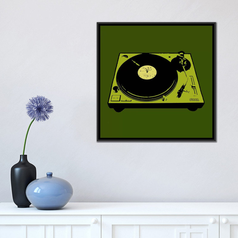 «Turntable Army Poster», impression sur toile, H 18 po x l 18 po x P 1,5 po, Toile avec cadre noir