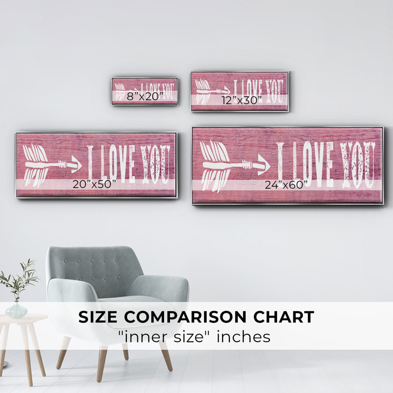«I Love You», toile encadrée, H 8 po x l 20 po