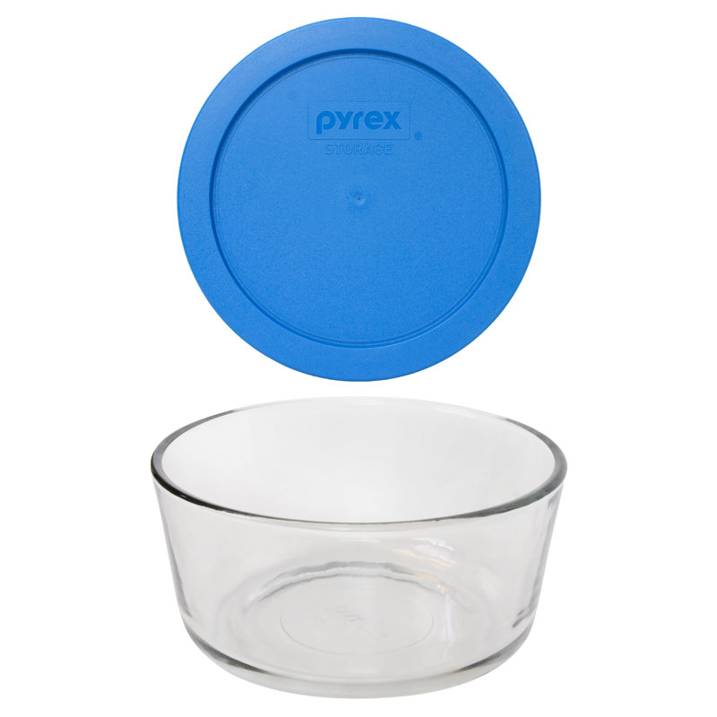 (1) bol en verre de 4 tasses Pyrex (1) et (1) couvercle en PC (7201), Bleu marine