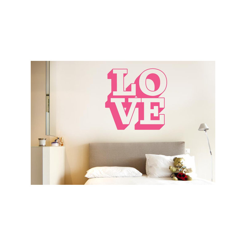 L O V E in 3D Wall Sticker, Pink