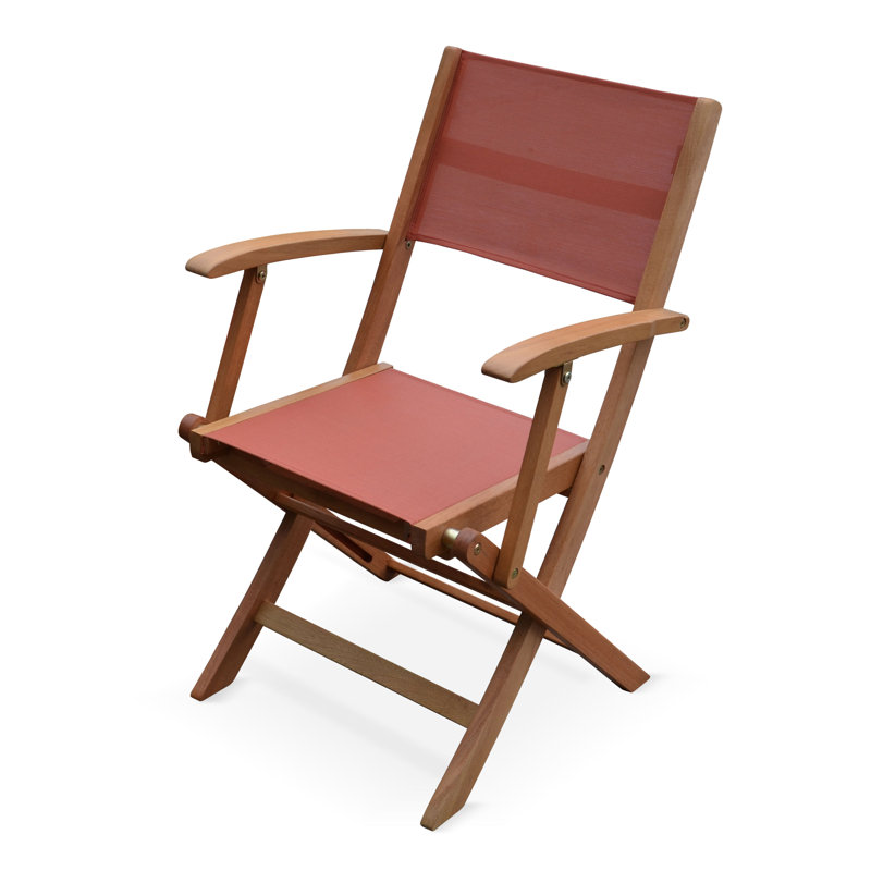 Avabelle Folding Patio Dining Armchair with Cushion, Terracota