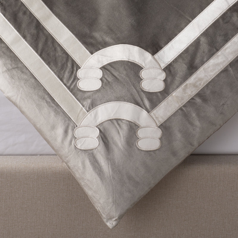 Versailles Velvet Duvet Cover, Queen Duvet Cover, Silver/Ivory