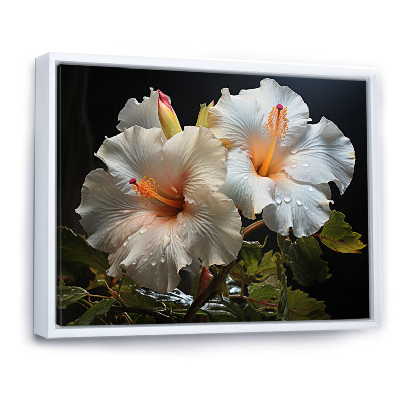 Hibiscus Field - Floral Canvas Prints, H 12 po x l 20 po x P 1 po, Cadre flottant blanc