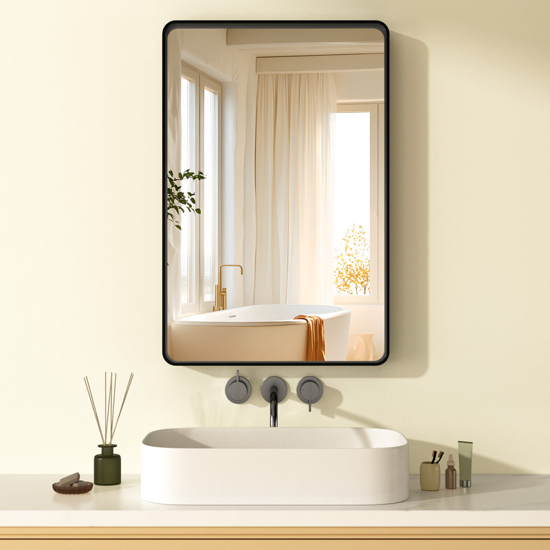 Miroir d'appoint Rafuse, Noir, 72 po x 39 po