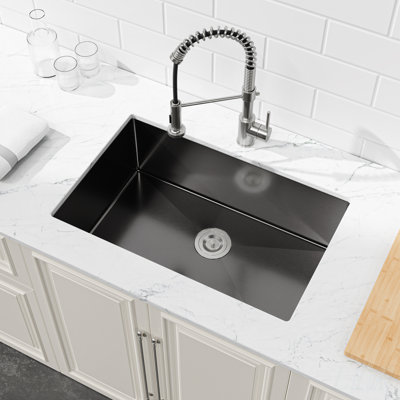 Durable 33x19 Inch Single Bowl Stainless Steel Kitchen Sink with US Standard Drain and Hook, Easy to Install and Maintain