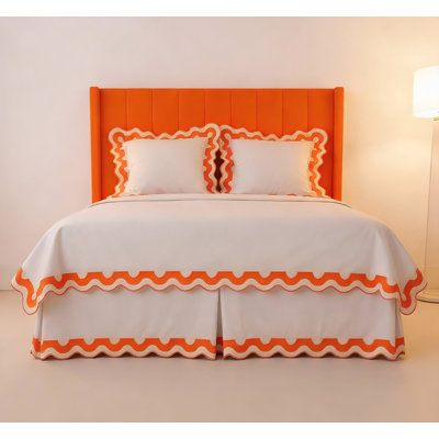 U Shaped Apllique Scalloped Bed Skirt 15" Drop Length