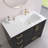 42 Inch Solid Surface Bathroom Vanity Top with Right side Integrated Sink, Slim 0.56" Thick Countertop, Bright White Modern Design, Lightweight & Easy Install