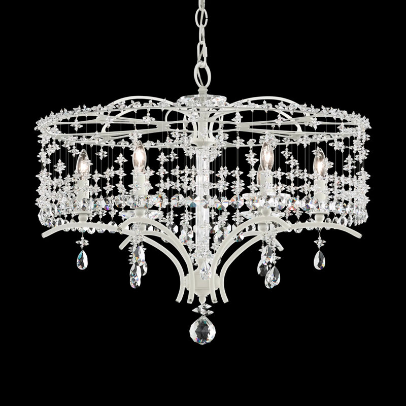 Bella Rose 6 Light 24.5in x 21.5in Chandelier in Antique Silver with Clear Heritage Handcut Crystals, Chinese (K9), White