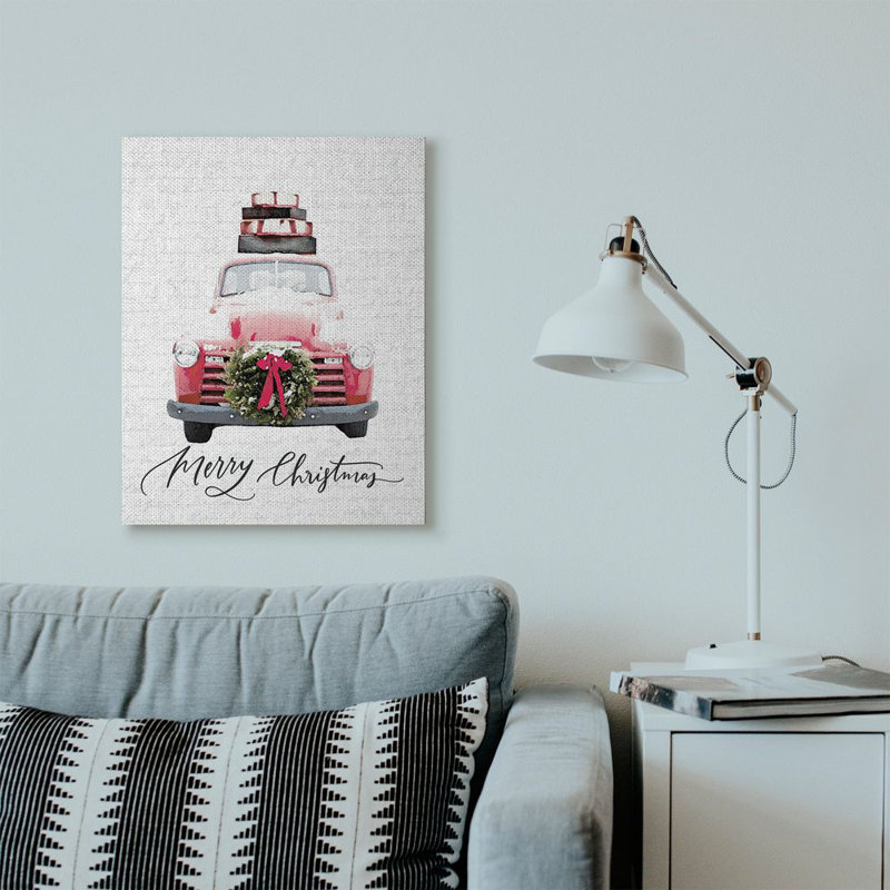 «Merry Christmas Red Truck», impression, H 30 po x l 24 po, Toile tendue