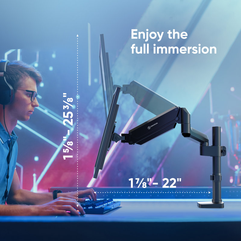 Single Monitor Desk Mount for 13-34 Inch Screens up to 26.5 lbs, Adjustable Monitor Arm Gas Spring