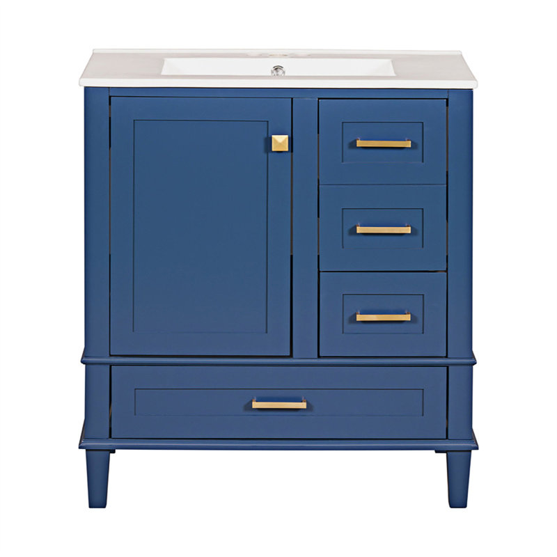 Ensemble de meuble-lavabo moderne avec lavabo, Bleu