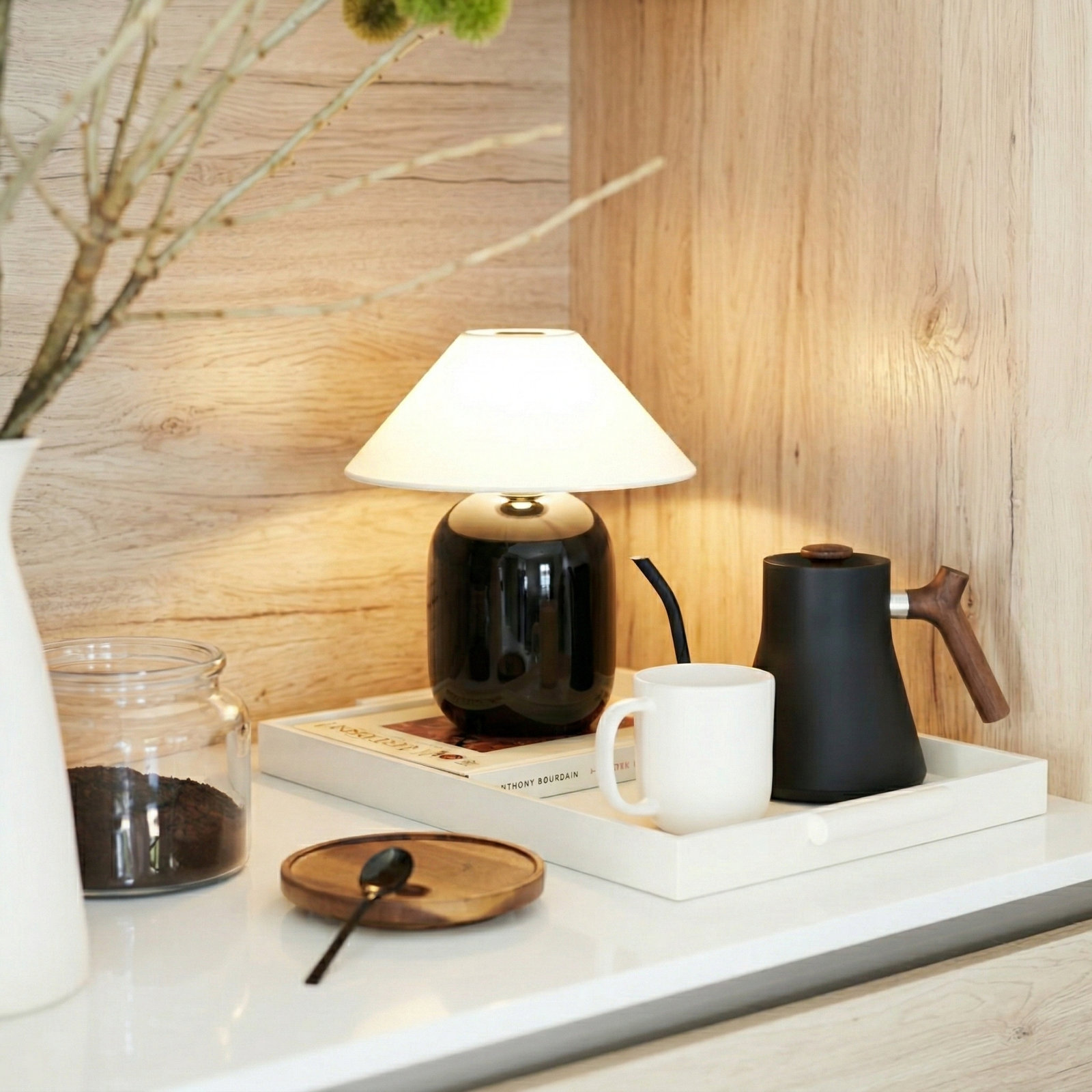 Carothers Ceramic Bedside Lamp, Black