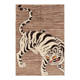 Rug & Kilim’S Contemporary Tiger Pictorial Rug In Beige-Brown And Black Tones