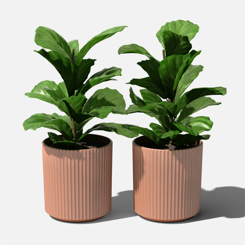 Pot à fleurs rond Demi Series, 2, H 16 po x l 14,75 po x P 14,75 po, Terracotta
