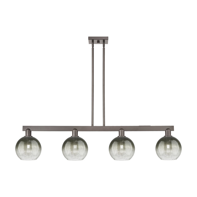 Luminaire suspendu pour îlot 4 lumières Brookhaven Globe, Bronze frotté à l'huile, Ambre