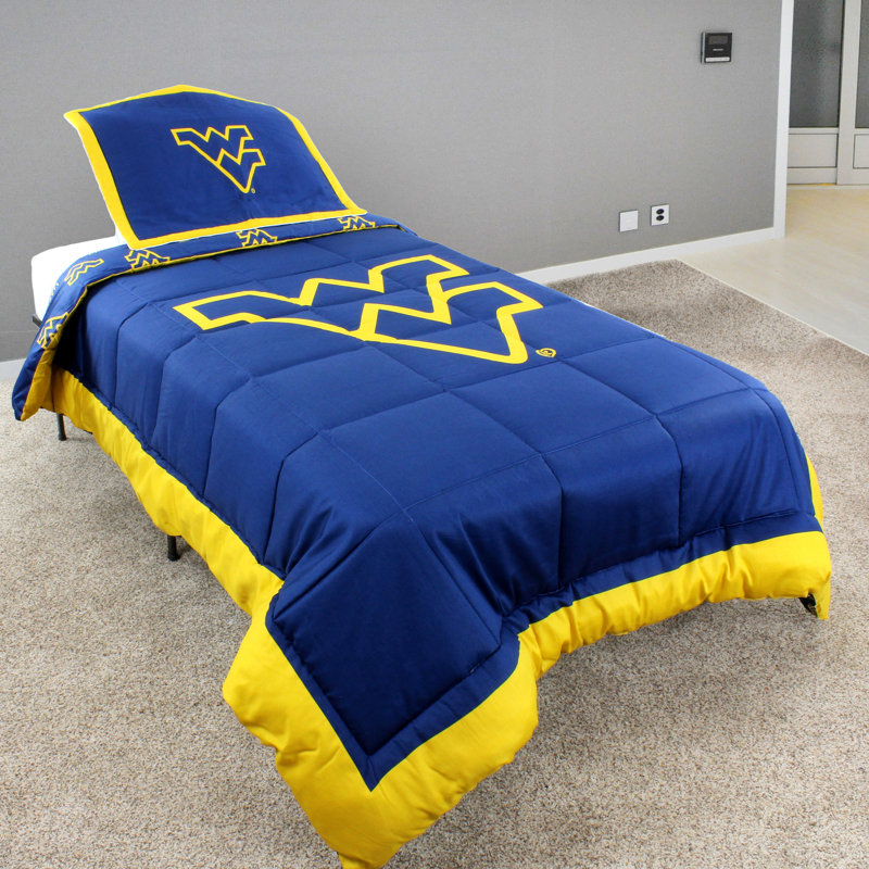 NCAA Sateen Comforter, Twin Comforter + 1 Standard Sham, West Virginia