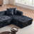 Oversized L-Shaped Boneless Sectional Sofa, Modern Shearling Bouclé Fabric Couch with Chaise, Compressed Vacuum Packaging, Plush Modular Sofa with 5 Throw Pillows for Living Room, Apartment, Office-524796576-524796577