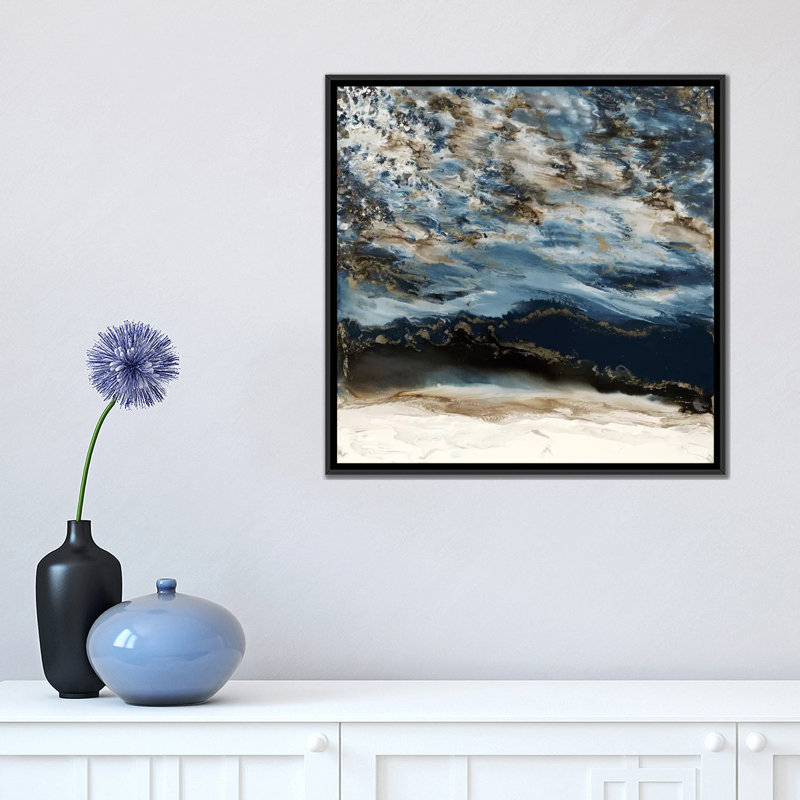 « minuit wave », impression sur toile, H 18 po x l 18 po x p 1,5 po, Toile avec cadre noir