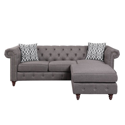 Waldina Brown Fabric Reversible Sectional Sofa