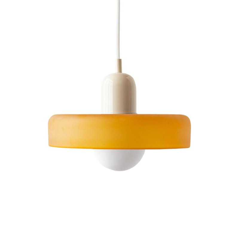 Luminaire suspendu 0 lumière, Orange, Blanc, H 7,8 po x l 9,84 po x P 9,84 po