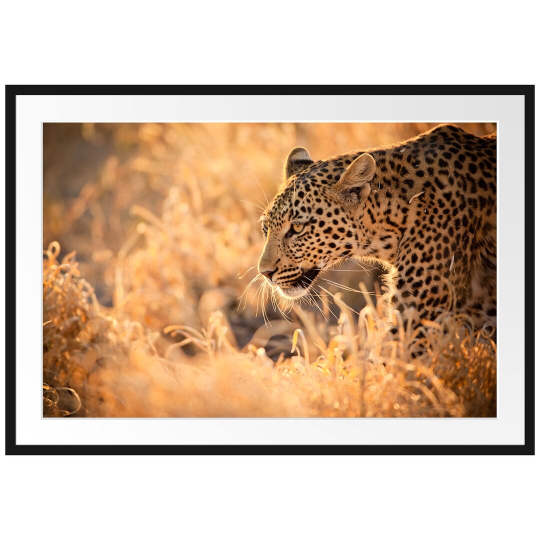 Gerahmtes Poster Jagender Leopard