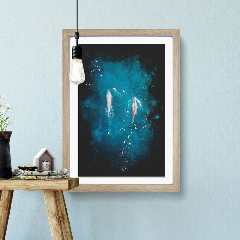Dolphins Heading North - Framed Print, Oak Framed, 45cm H x 33cm W x 2cm D