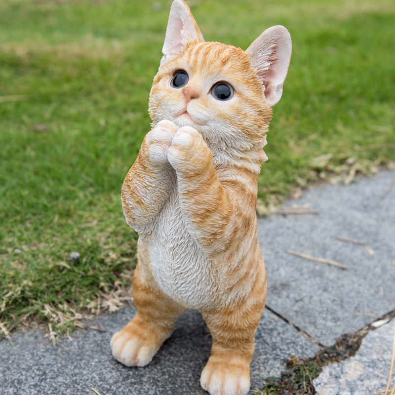 Playing Tabby Kitten Statue