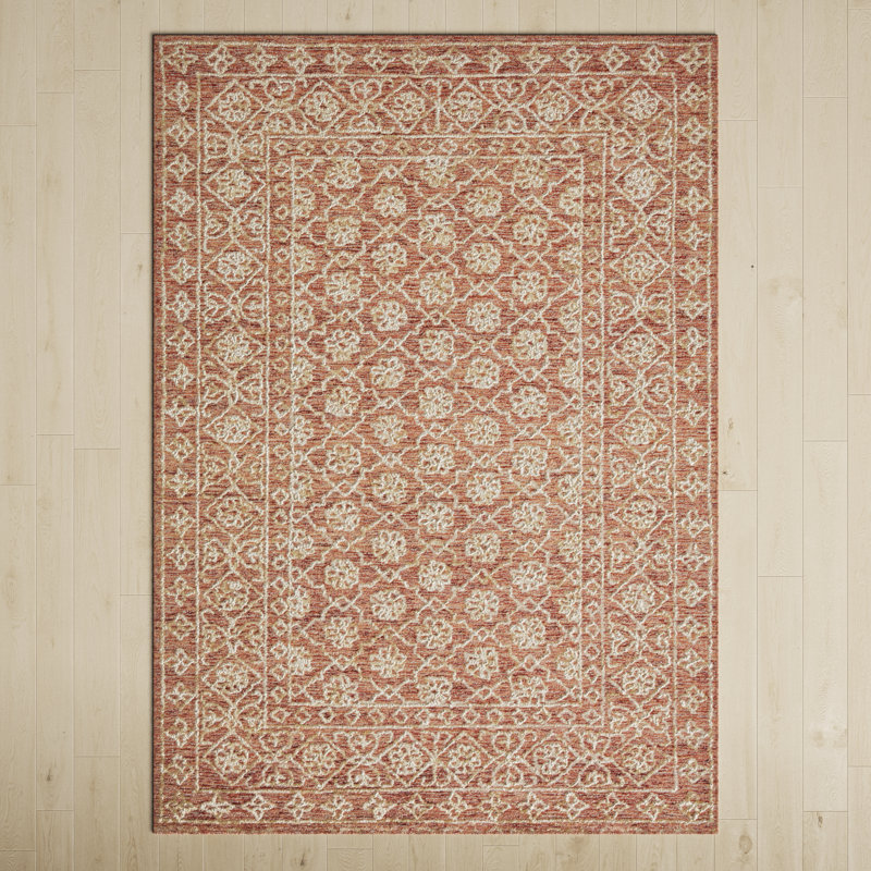 Millcreek Oriental Handmade Tufted Wool Area Rug in Rust/Brown, Rectangle 8'6" x 12'