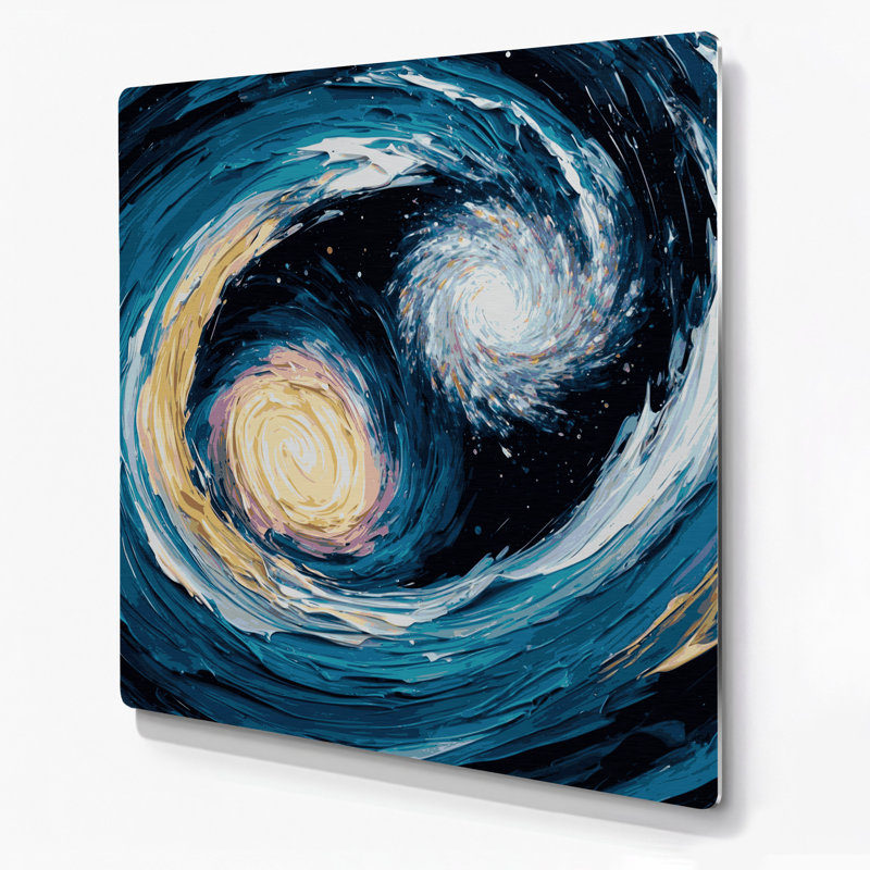 Art mural bleu galaxie espace, H 12 po x l 12 po
