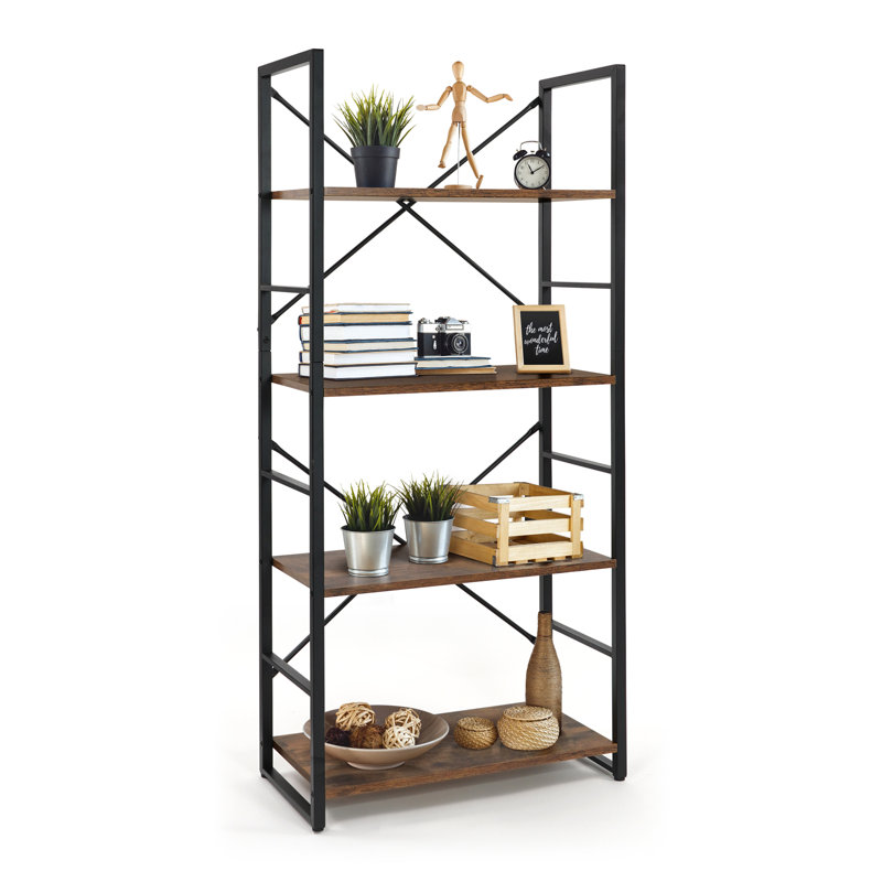 Caphaus 4 Tier Free Standing Shelf, 24 Inch Width Bookshelf, Bookcase Shelf Storage Organizer