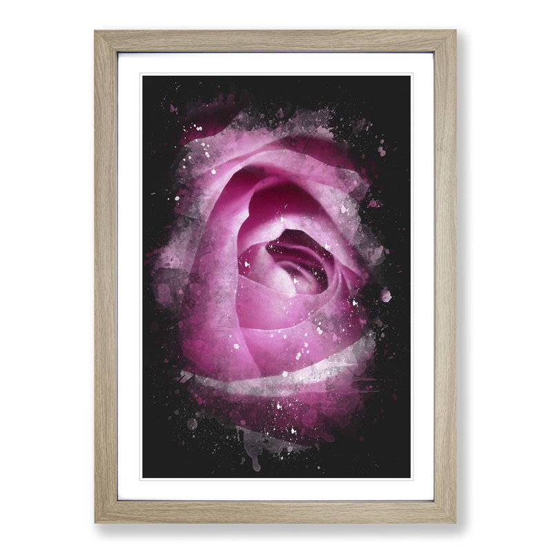 The Heart of a Pink Rose - Picture Frame Painting Print, Oak Framed, 63cm H x 45cm W x 2cm D