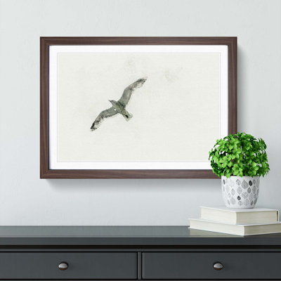 Flying Seagull in Abstract - Framed Print