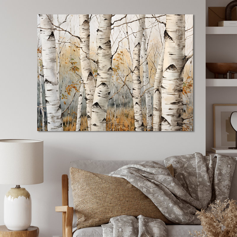 «Beige Silver Birch Tree Beauty III - Tree Birch», reproduction sur toile, Toile tendue, H 16 po x l 32 po x P 1 po