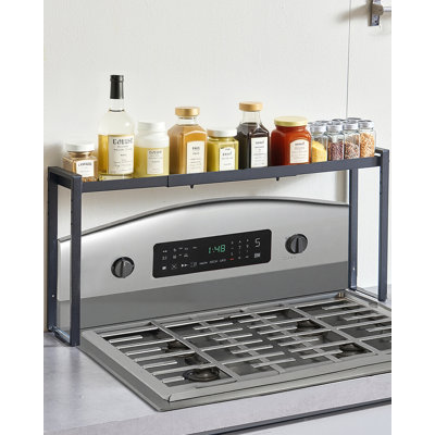 Étagère à épices réglable de 68 à 84 cm (27 à 33 pouces) à poser sur la cuisinière, support à épices extensible à 4 niveaux pour la plaque de cuisson, solution de rangement pour épices et condiments sur le comptoir, noir