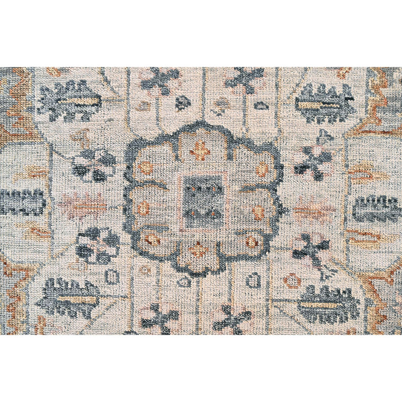 Tapis gris noué à la main de haute qualité, Rectangle 8 pi x 10 pi