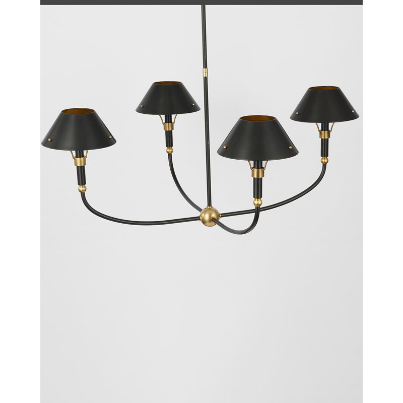 Turlington 4 - Light Chandelier, Bronze/Hand-Rubbed Antique Brass, Black