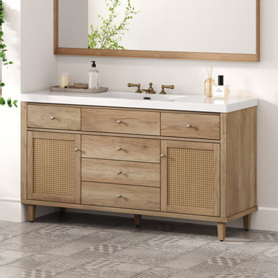 Meuble-lavabo spacieux et moderne avec lavabo SMC et rangement abondant, parfait pour les salles de bain élégantes et fonctionnelles