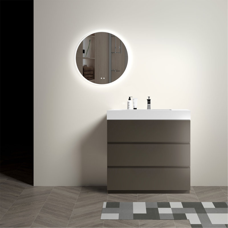 Meuble-lavabo élégant avec rangement spacieux et fonctionnalité silencieuse pour une salle de bain élégante et organisée.