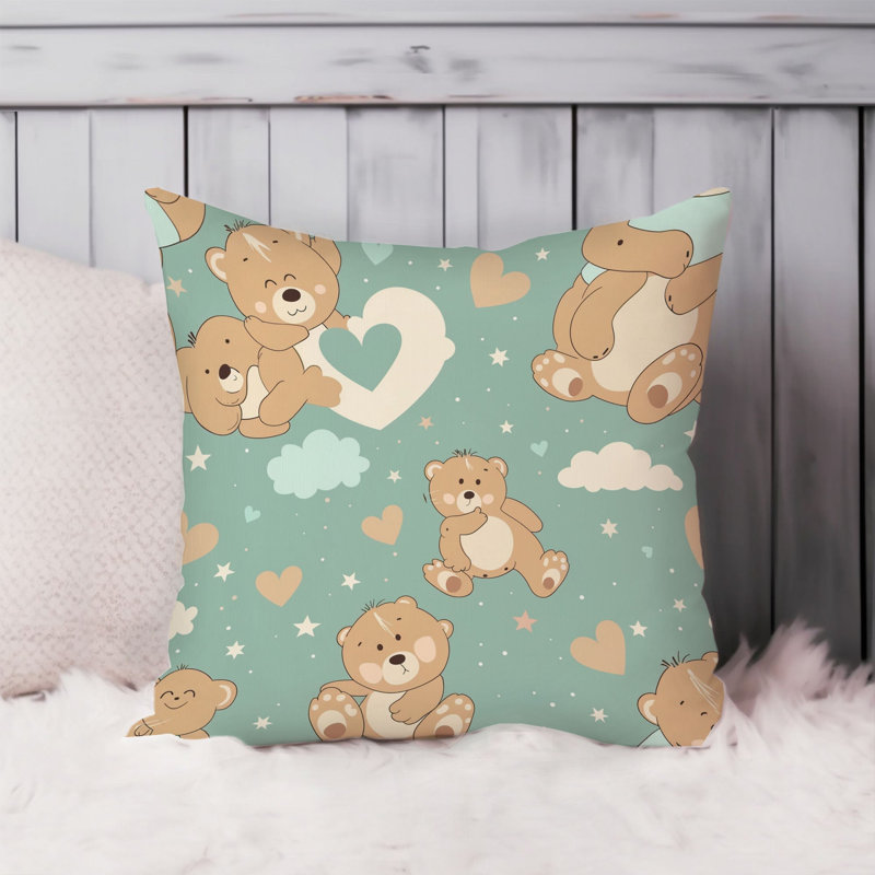Cute Teddy Bear Patttern XVIII Pillow Cover, 20"H x 20"W