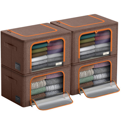 Boîte de rangement avec fenêtre, contenants de rangement en tissu avec grande fenêtre transparente et poignées de transport
