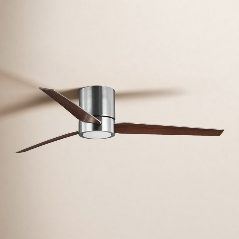 Goren 56'' Ceiling Fan with LED Lights, Brushed Nickel with Silver/Walnut Blades