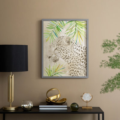 Boho Jungle Cat II, reproduction encadrée - bois massif