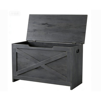 Banc de rangement en bois 30 po, coffre de rangement avec charnières de sécurité