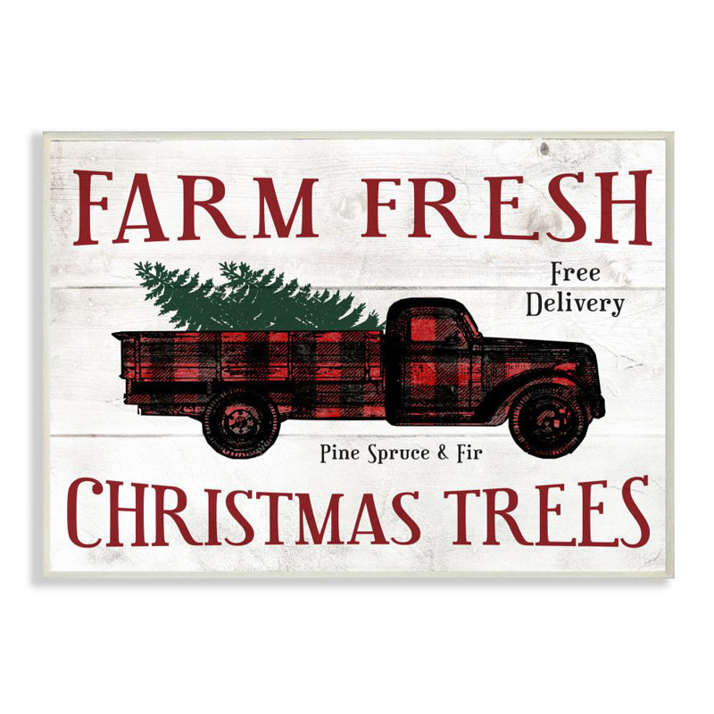 Farm Fresh Christmas Trees - reproduction d'art textuel, H 10 po x l 15 po, Plaque murale
